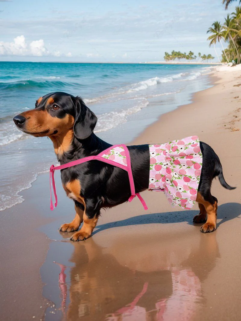 Cherries Fruit Print Hawaii Shirt Bikini Dog And Owner Matching Outfits - Image 3