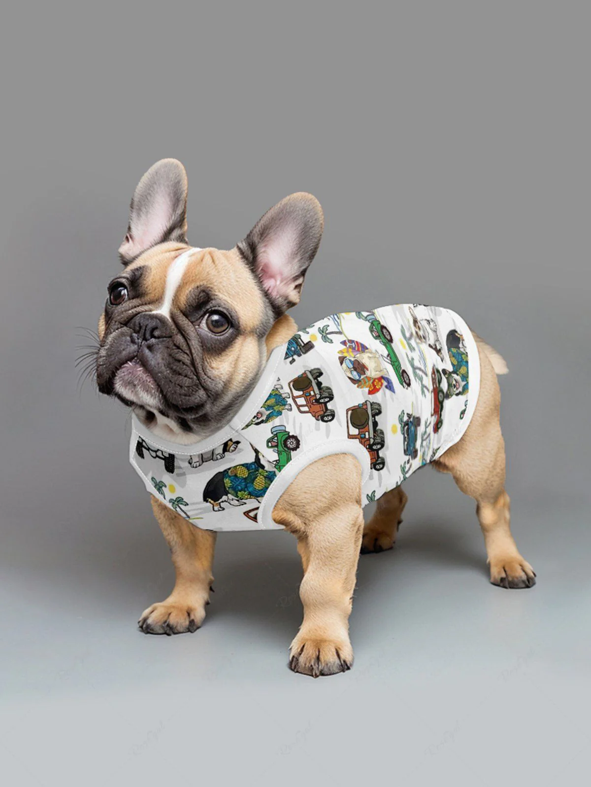 Coconut Tree Cars Dogs Sea Waves Print Hawaii Tank Top and Shirt Dog and Owner Matching Outfits - Image 4