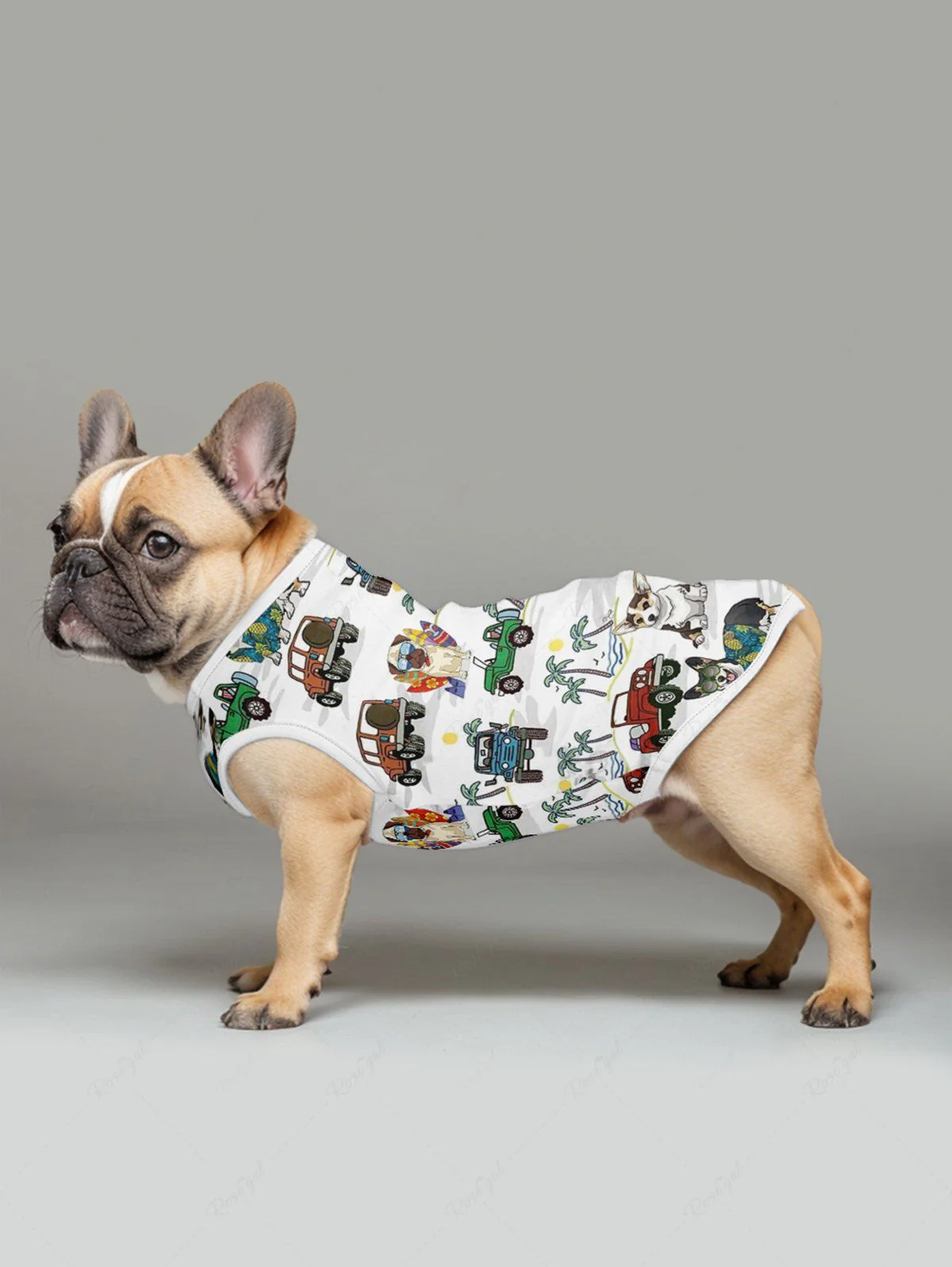 Coconut Tree Cars Dogs Sea Waves Print Hawaii Tank Top and Shirt Dog and Owner Matching Outfits - Image 5