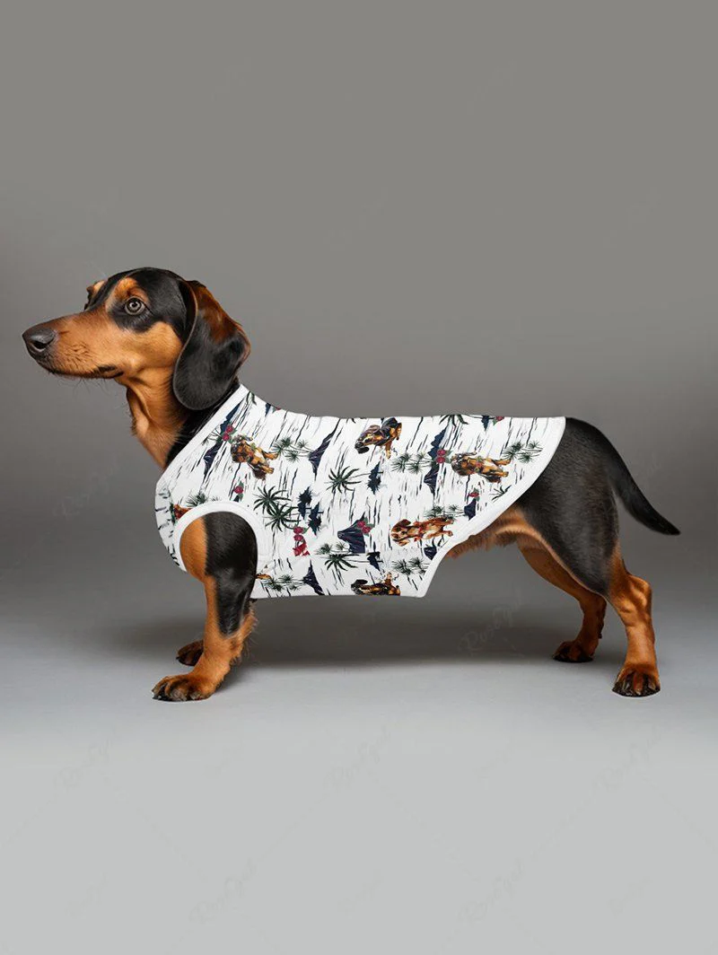 Coconut Tree Dogs Print Hawaii Tank Top and Shirt Dog and Owner Matching Outfits - Image 3