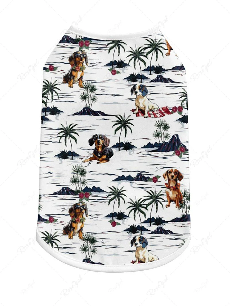 Coconut Tree Dogs Print Hawaii Tank Top and Shirt Dog and Owner Matching Outfits - Image 6