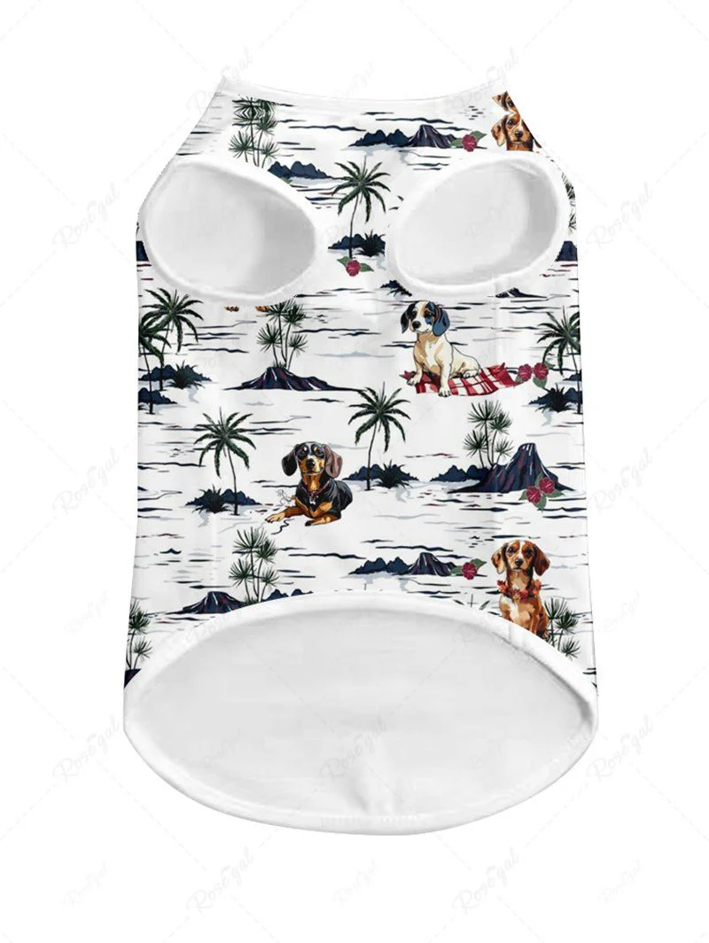 Coconut Tree Dogs Print Hawaii Tank Top and Shirt Dog and Owner Matching Outfits - Image 7