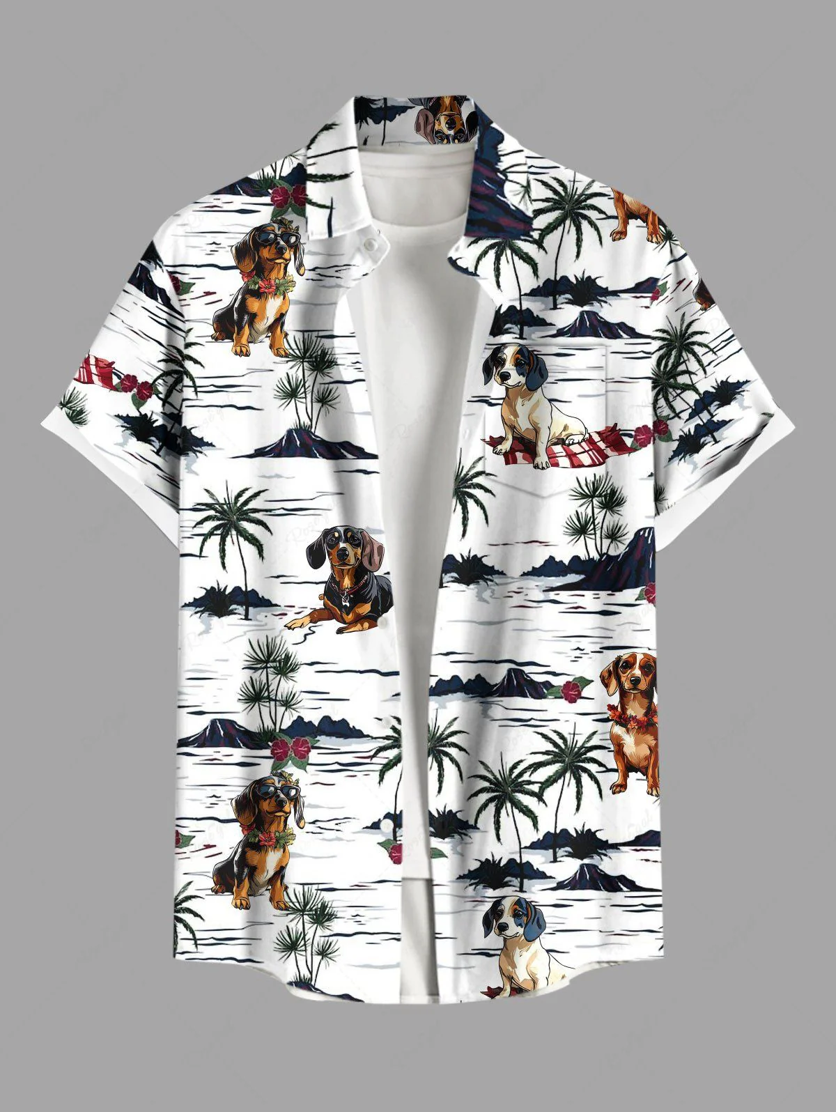 Coconut Tree Dogs Print Hawaii Tank Top and Shirt Dog and Owner Matching Outfits - Image 8