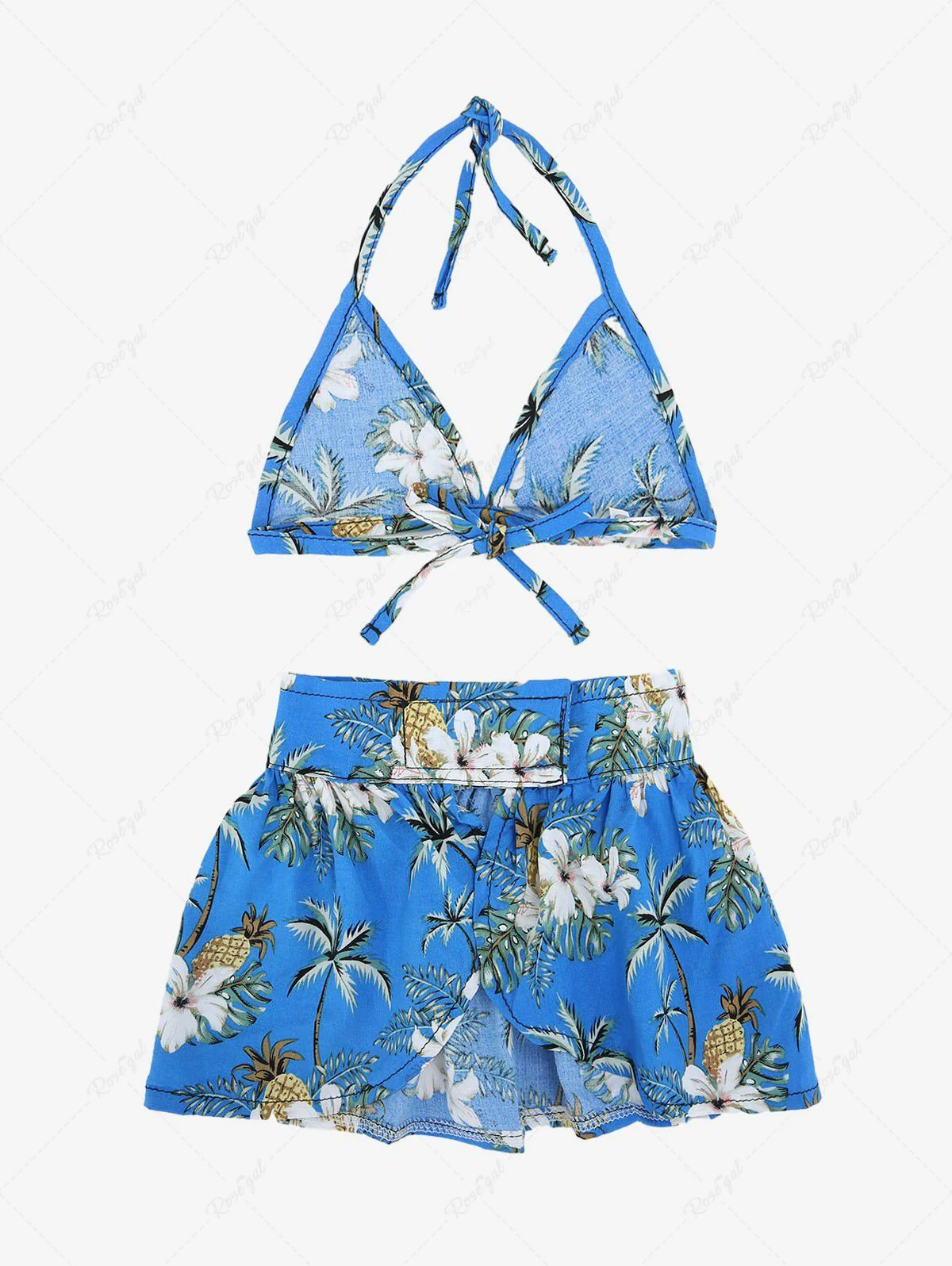 Coconut Tree Floral Tropical Leaves Pineapple Print Hawaii Shirt Bikini Dog And Owner Matching Outfits - Image 6