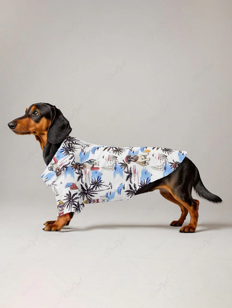 Coconut Tree Fruit Juice Sialboat Print Hawaii Shirts Dog and Owner Matching Outfits - Image 3