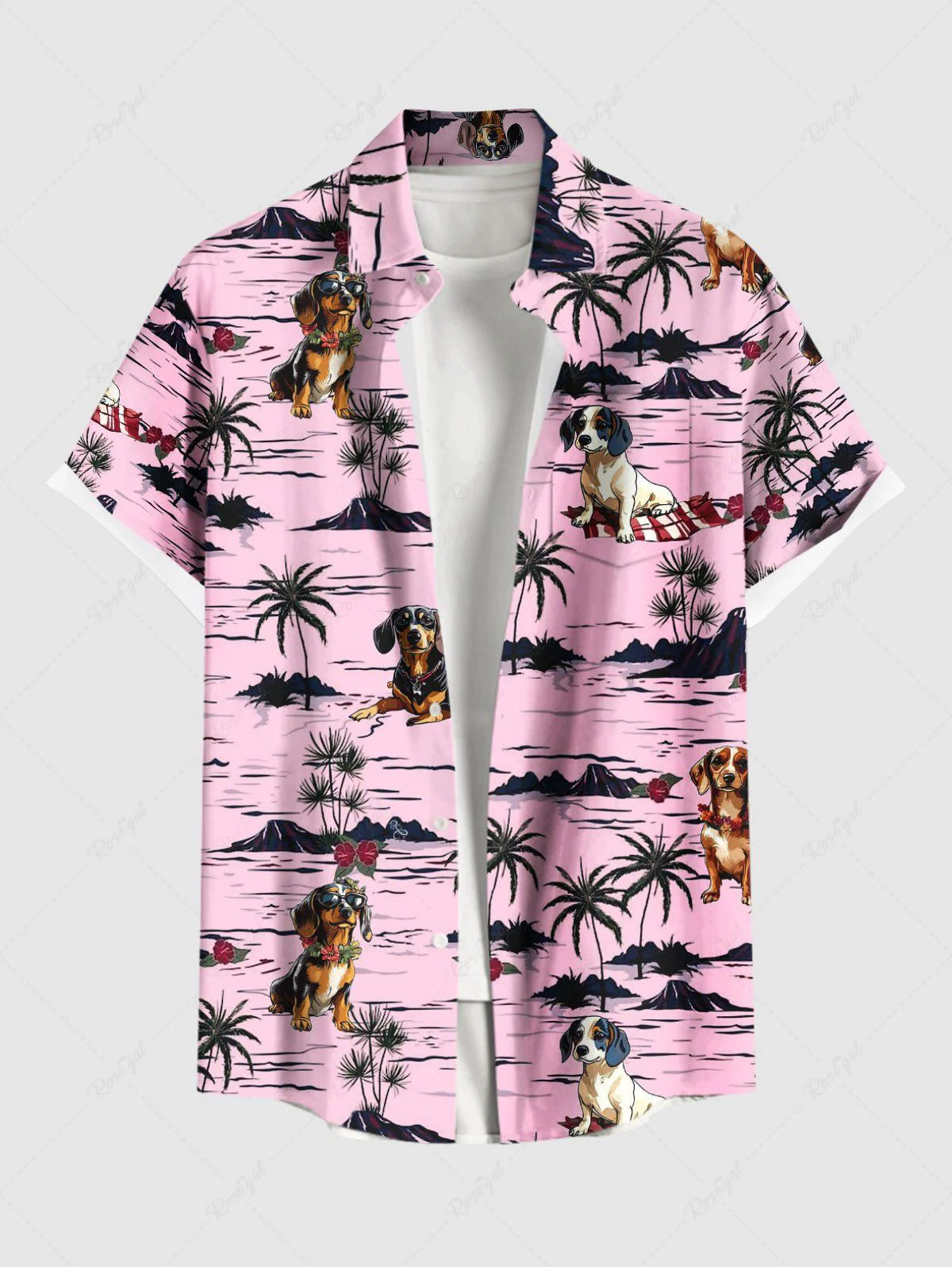 Coconut Tree Puppy Print Shirt Dog And Owner Matching Outfits - Image 4