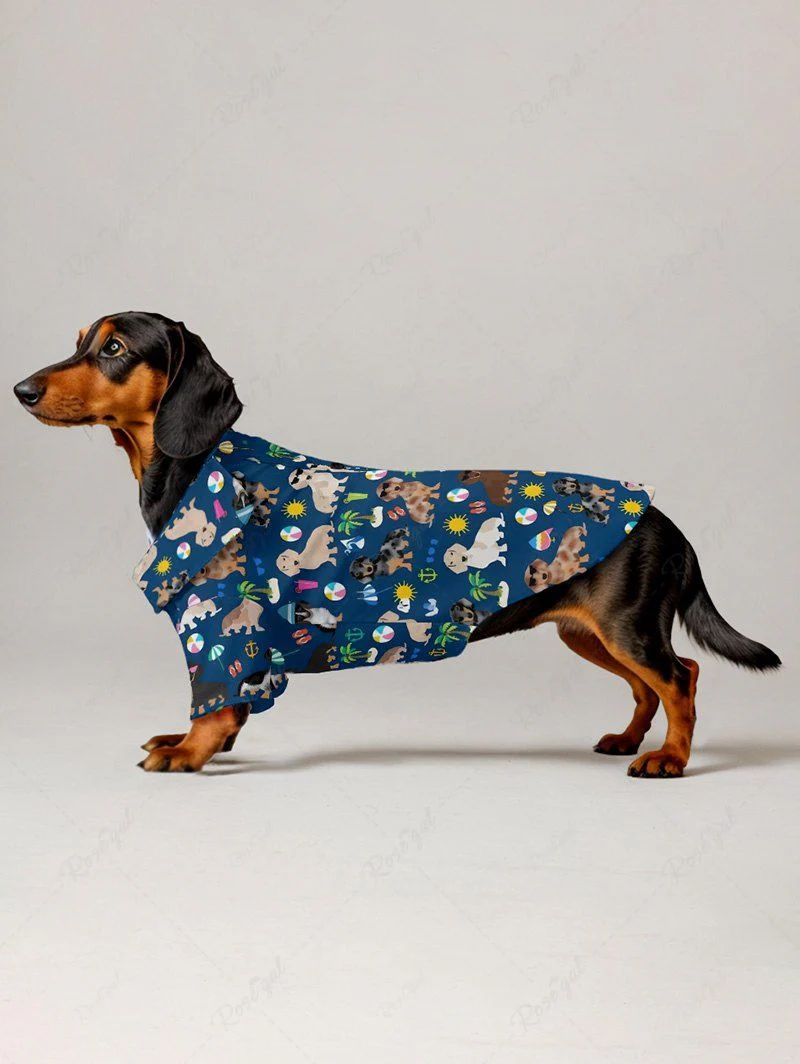 Coconut Tree Sun Juice Print Hawaii Shirt Dog And Owner Matching Outfits - Image 3