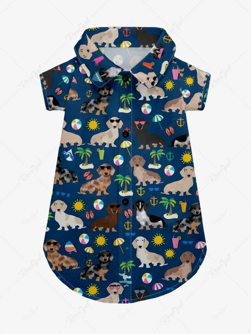 Coconut Tree Sun Juice Print Hawaii Shirt Dog And Owner Matching Outfits - Image 6