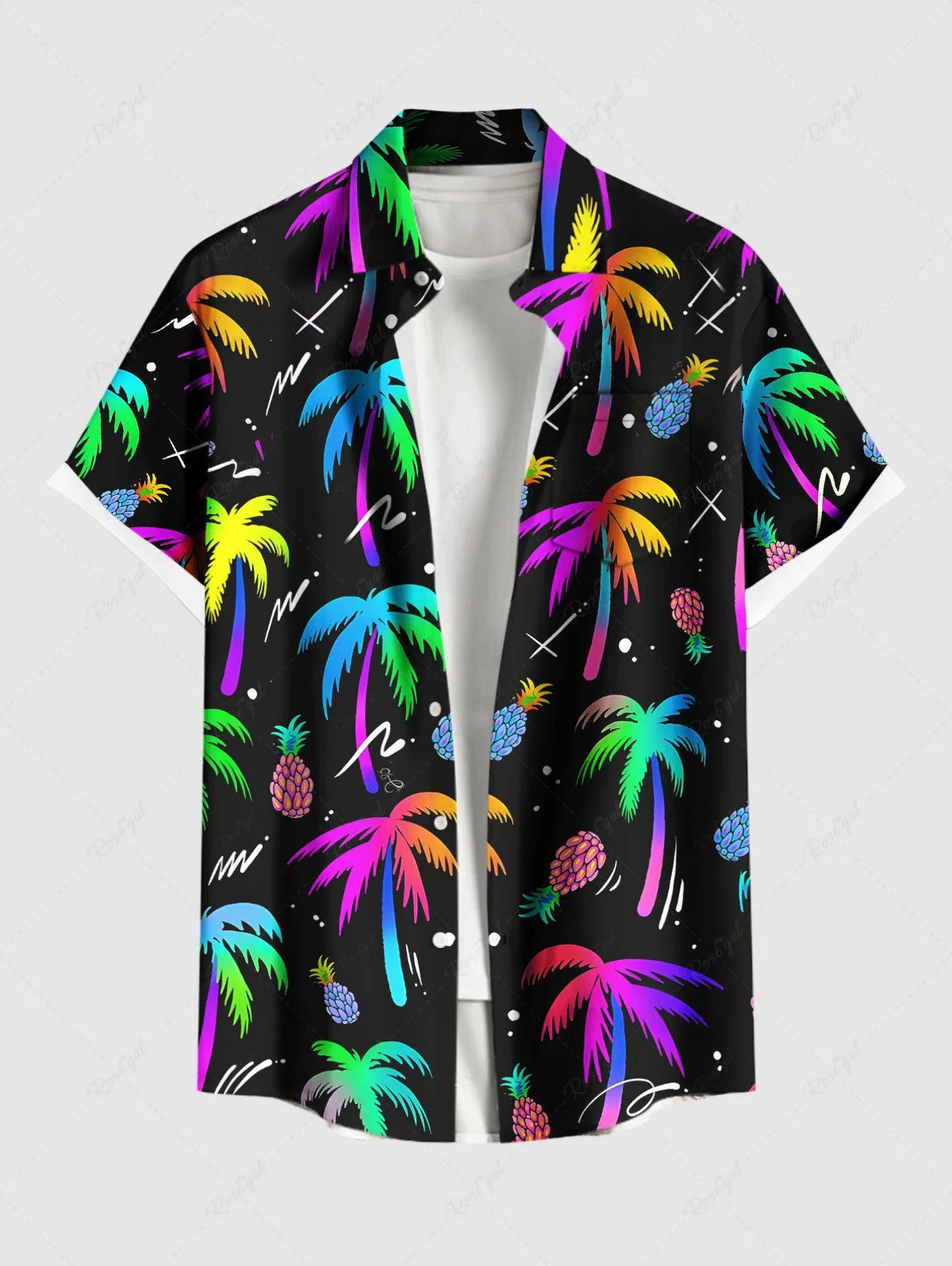 Colorful Coconut Tree Pineapple Print Hawaii Tank Top and Shirt Dog and Owner Matching Outfits - Image 8