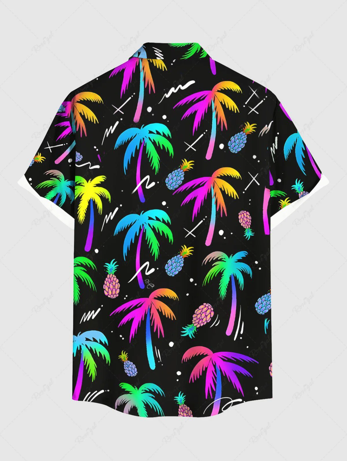 Colorful Coconut Tree Pineapple Print Hawaii Tank Top and Shirt Dog and Owner Matching Outfits - Image 9