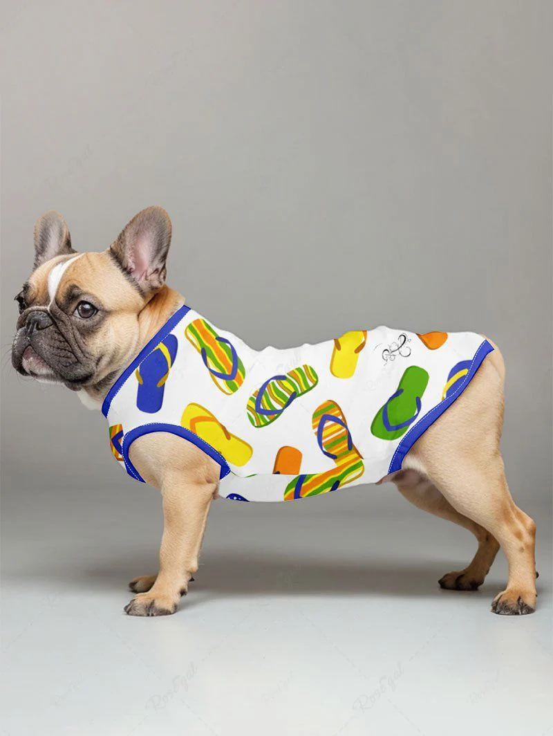 Colorful Flip Flops Print Hawaii Tank Top and Shirt Dog and Owner Matching Outfits - Image 3