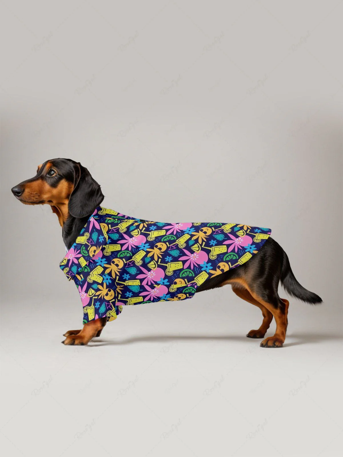 Hawaii Colorful Lemon Juice Cartoon Coconut Print Pants Shirt Dog And Owner Matching Outfits - Image 3