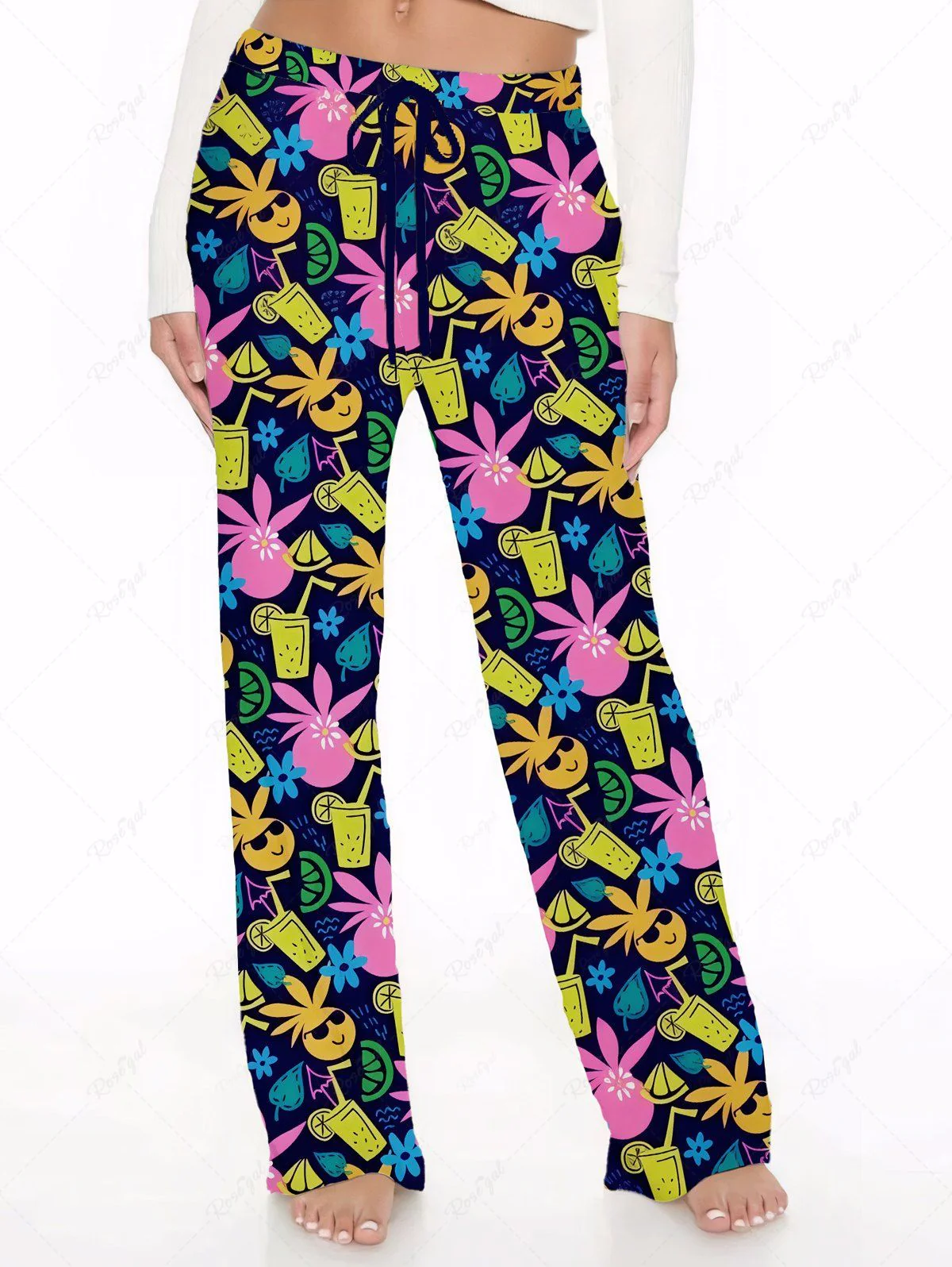Hawaii Colorful Lemon Juice Cartoon Coconut Print Pants Shirt Dog And Owner Matching Outfits - Image 4