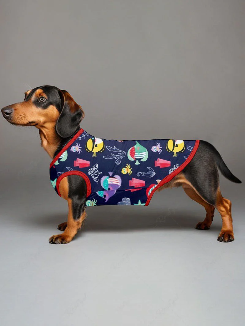 Colorful Octopus Fish Coral Stars Print Sea Creatures Tank Top Pants Dog And Owner Matching Outfits - Image 3