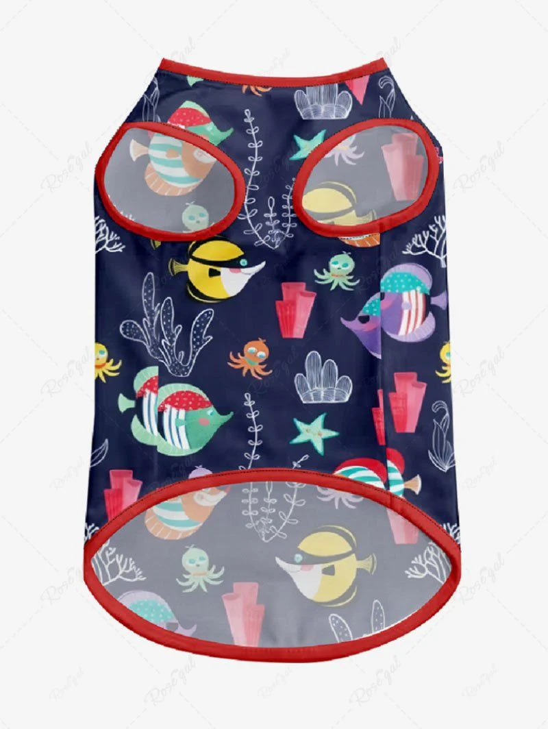 Colorful Octopus Fish Coral Stars Print Sea Creatures Tank Top Pants Dog And Owner Matching Outfits - Image 5