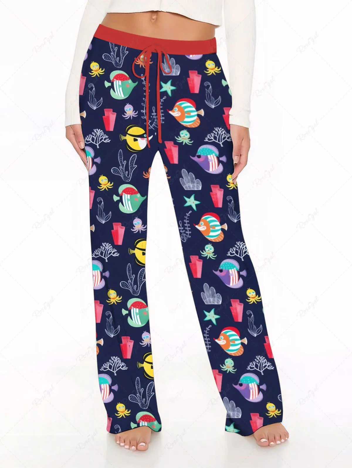 Colorful Octopus Fish Coral Stars Print Sea Creatures Tank Top Pants Dog And Owner Matching Outfits - Image 6