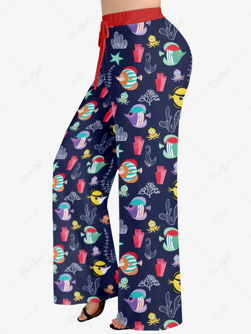 Colorful Octopus Fish Coral Stars Print Sea Creatures Tank Top Pants Dog And Owner Matching Outfits - Image 7