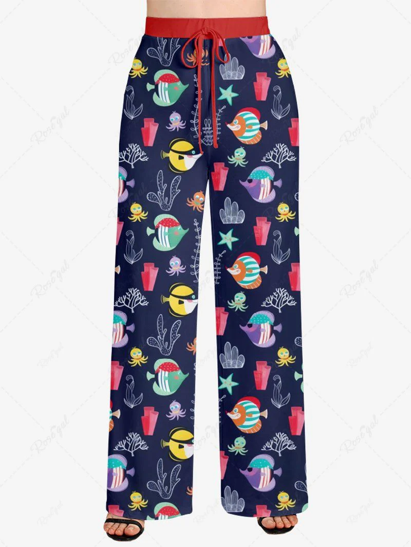 Colorful Octopus Fish Coral Stars Print Sea Creatures Tank Top Pants Dog And Owner Matching Outfits - Image 8