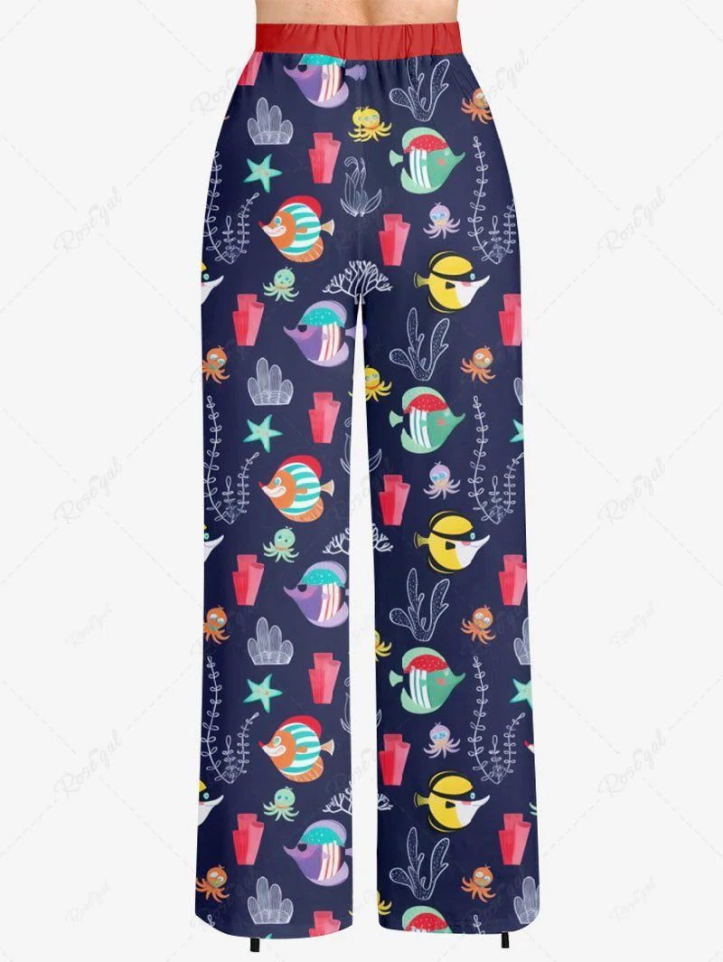 Colorful Octopus Fish Coral Stars Print Sea Creatures Tank Top Pants Dog And Owner Matching Outfits - Image 9