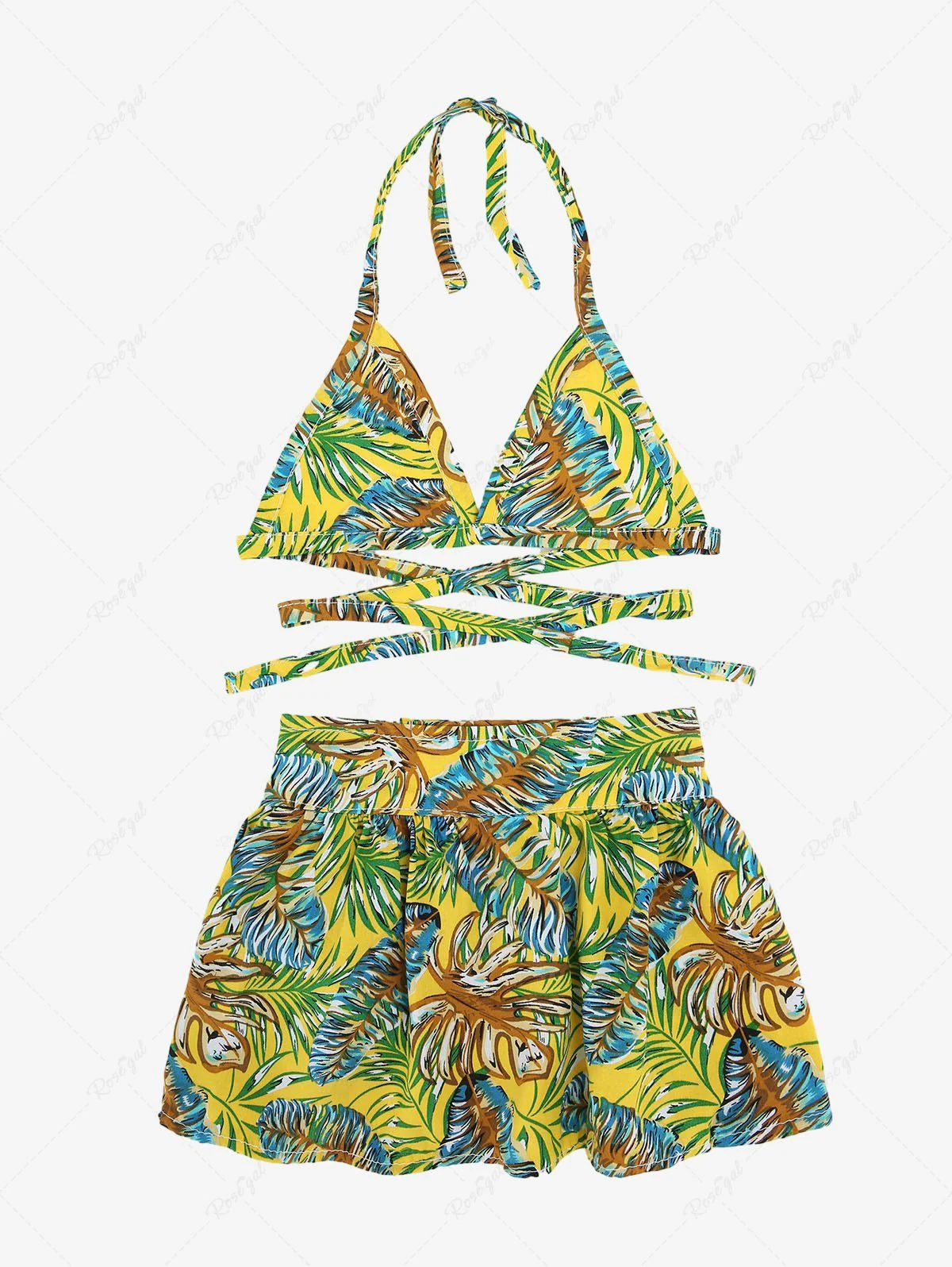 Colorful Tropical Leaves Print Hawaii Shirt Bikini Set Dog And Owner Matching Outfits - Image 6