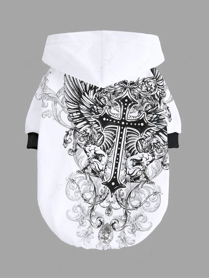Cross Floral Pattern Print T-shirt Hoodie Dog And Owner Matching Outfits - Image 5