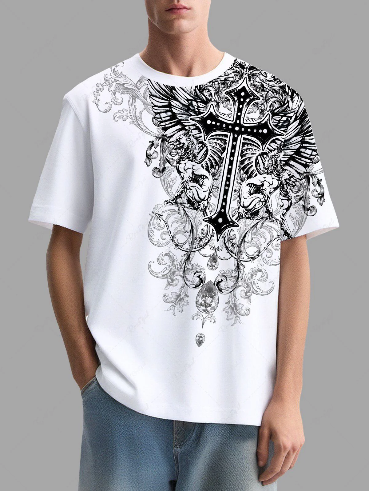Cross Floral Pattern Print T-shirt Hoodie Dog And Owner Matching Outfits - Image 7