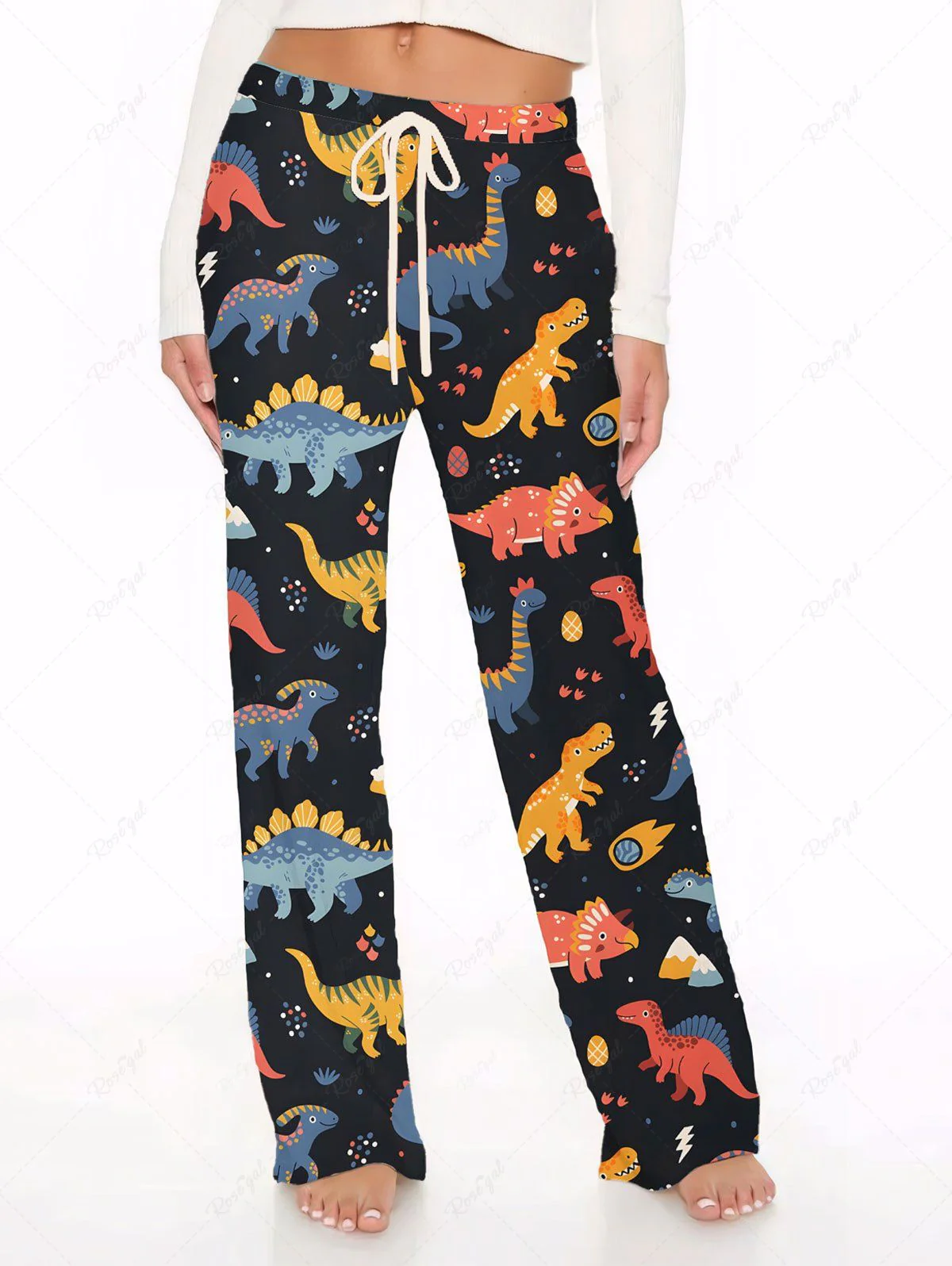 Dinosaur Printed Pajama and Wide Leg Pants Dog and Owner Matching Outfits - Image 6