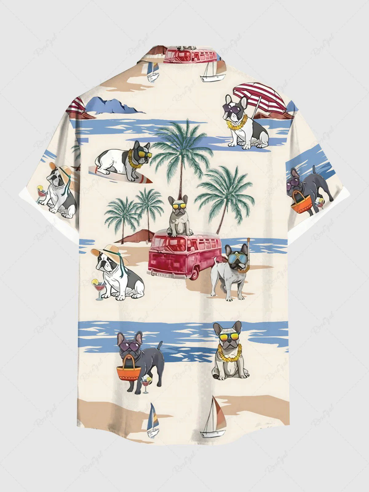Dogs Coconut Tree Bus Sailboat Umbrella Printed Hawaii Shirts Dog and Owner Matching Outfits - Image 5