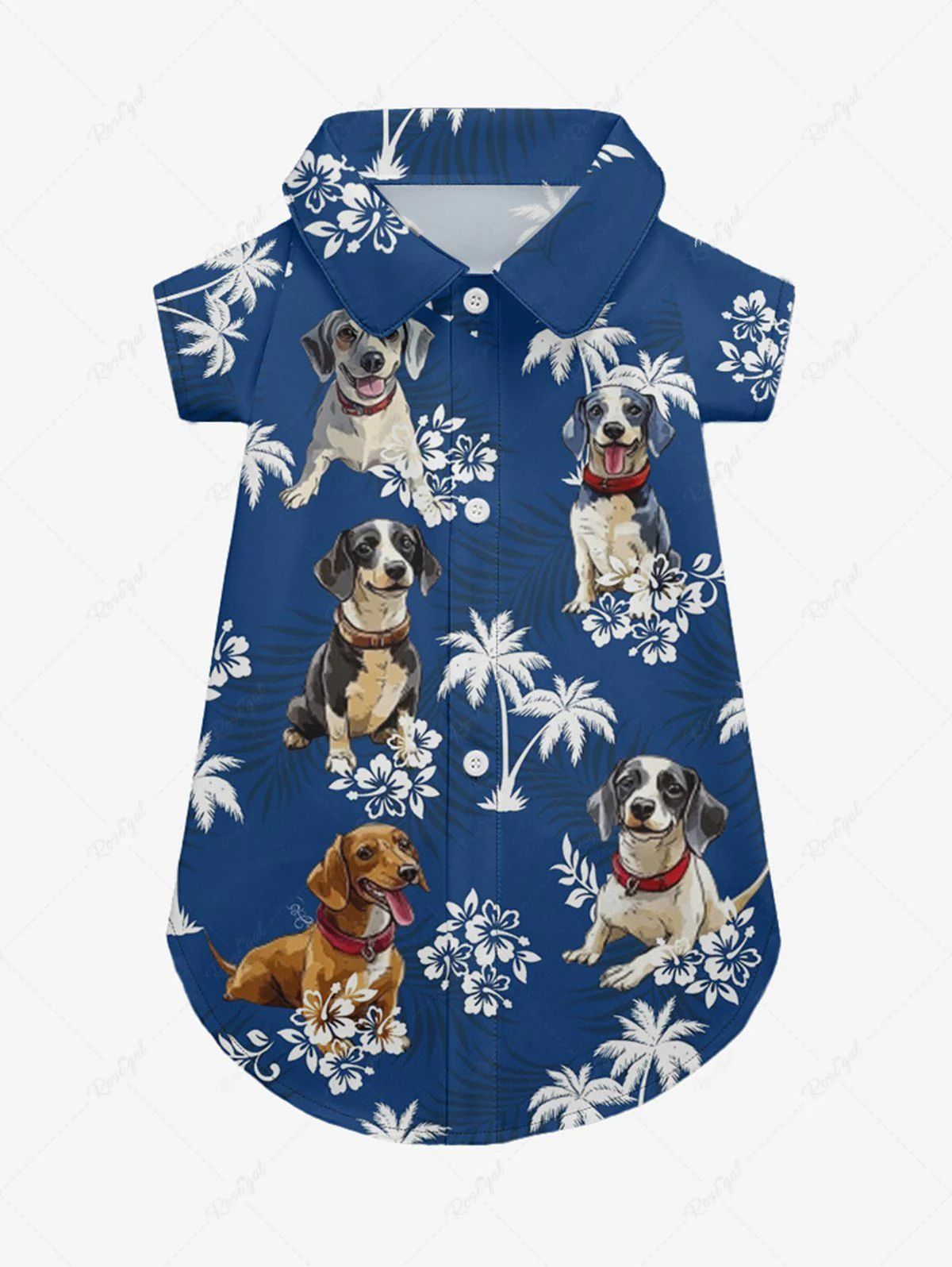 Dogs Coconut Tree Flowers Print Hawaii Shirts Dog and Owner Matching Outfits - Image 6