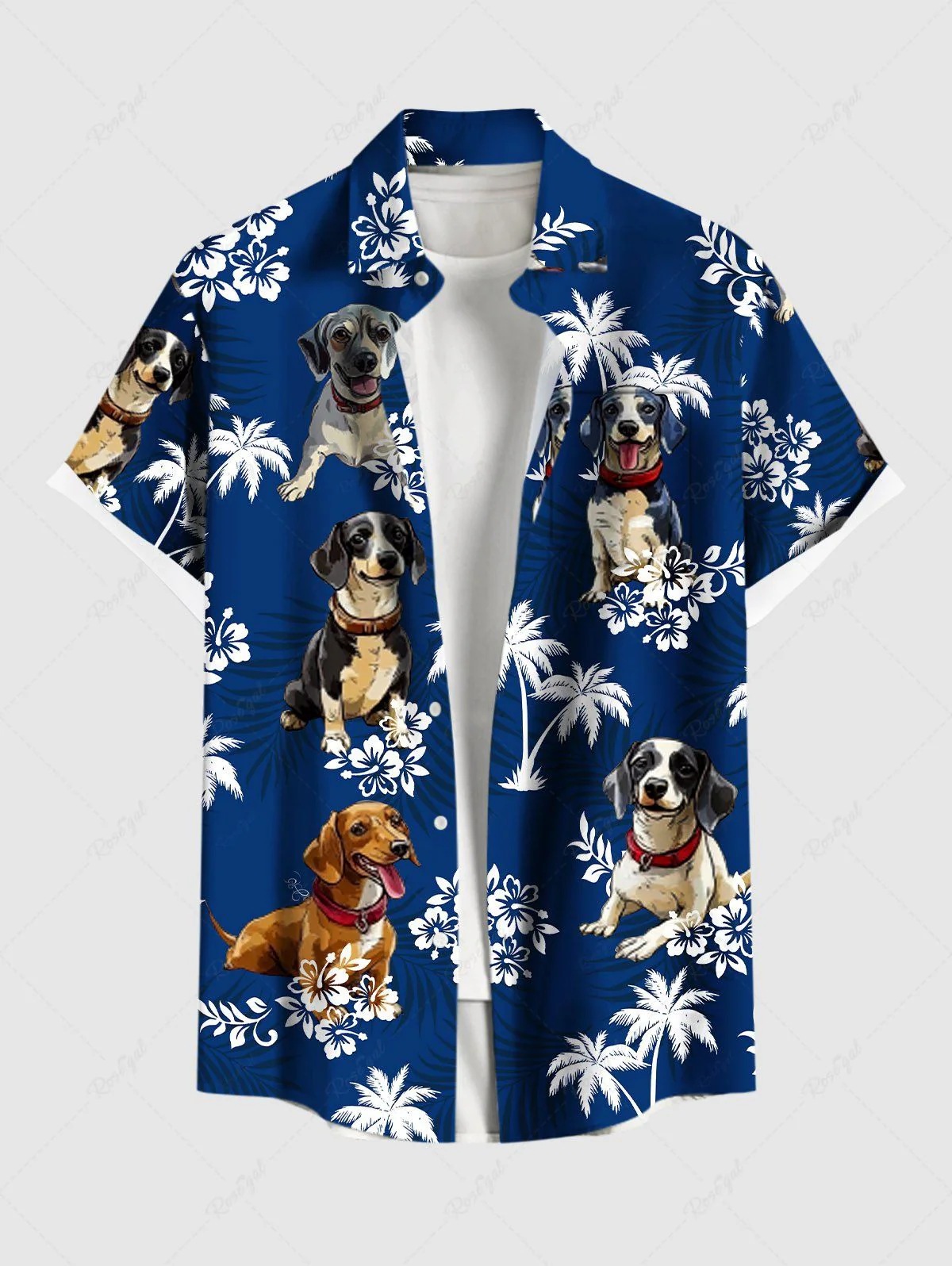 Dogs Coconut Tree Flowers Print Hawaii Shirts Dog and Owner Matching Outfits - Image 8