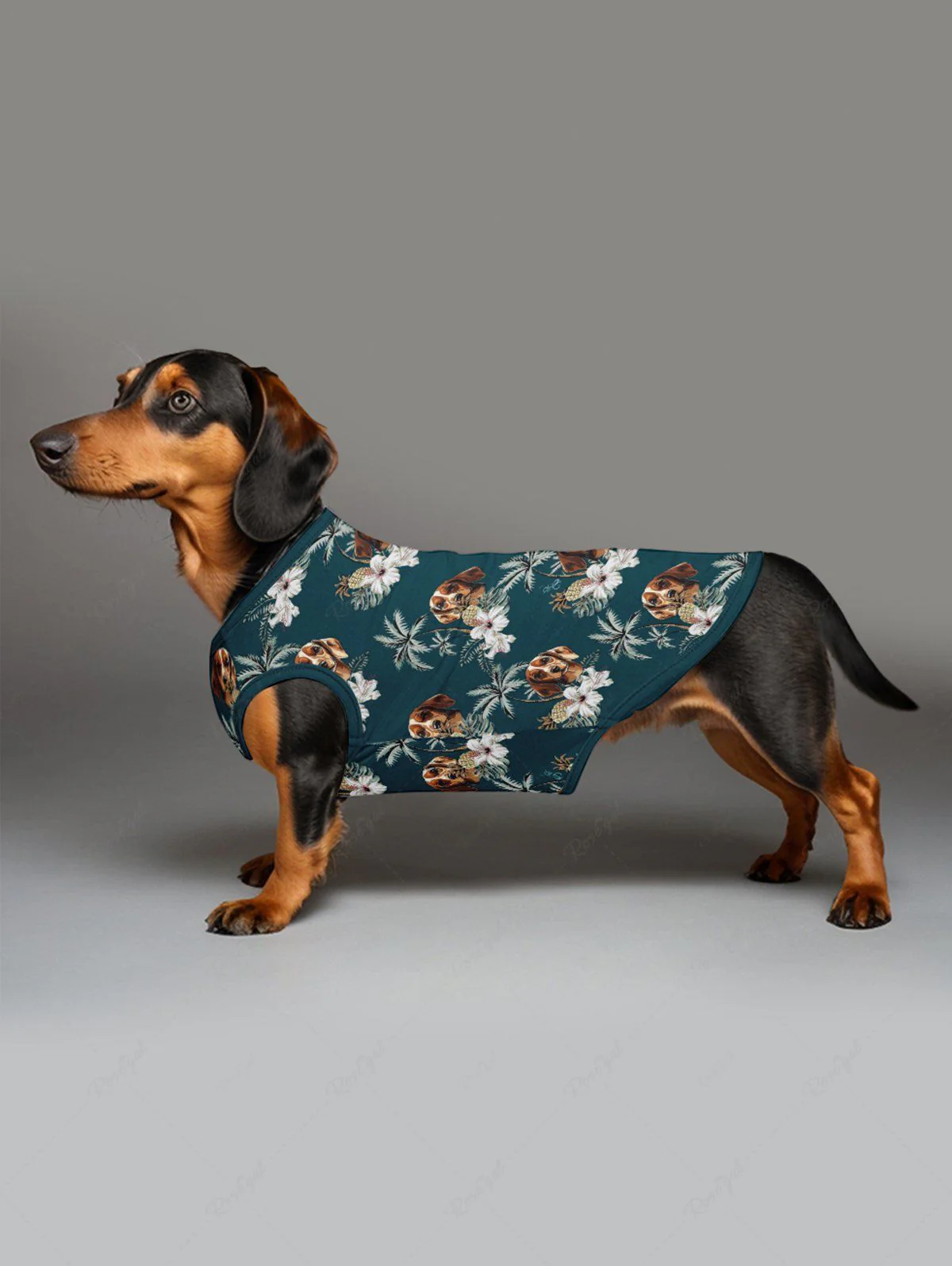 Dogs Flowers Coconut Tree Print Hawaii Tank Top and Shirt Dog and Owner Matching Outfits - Image 3