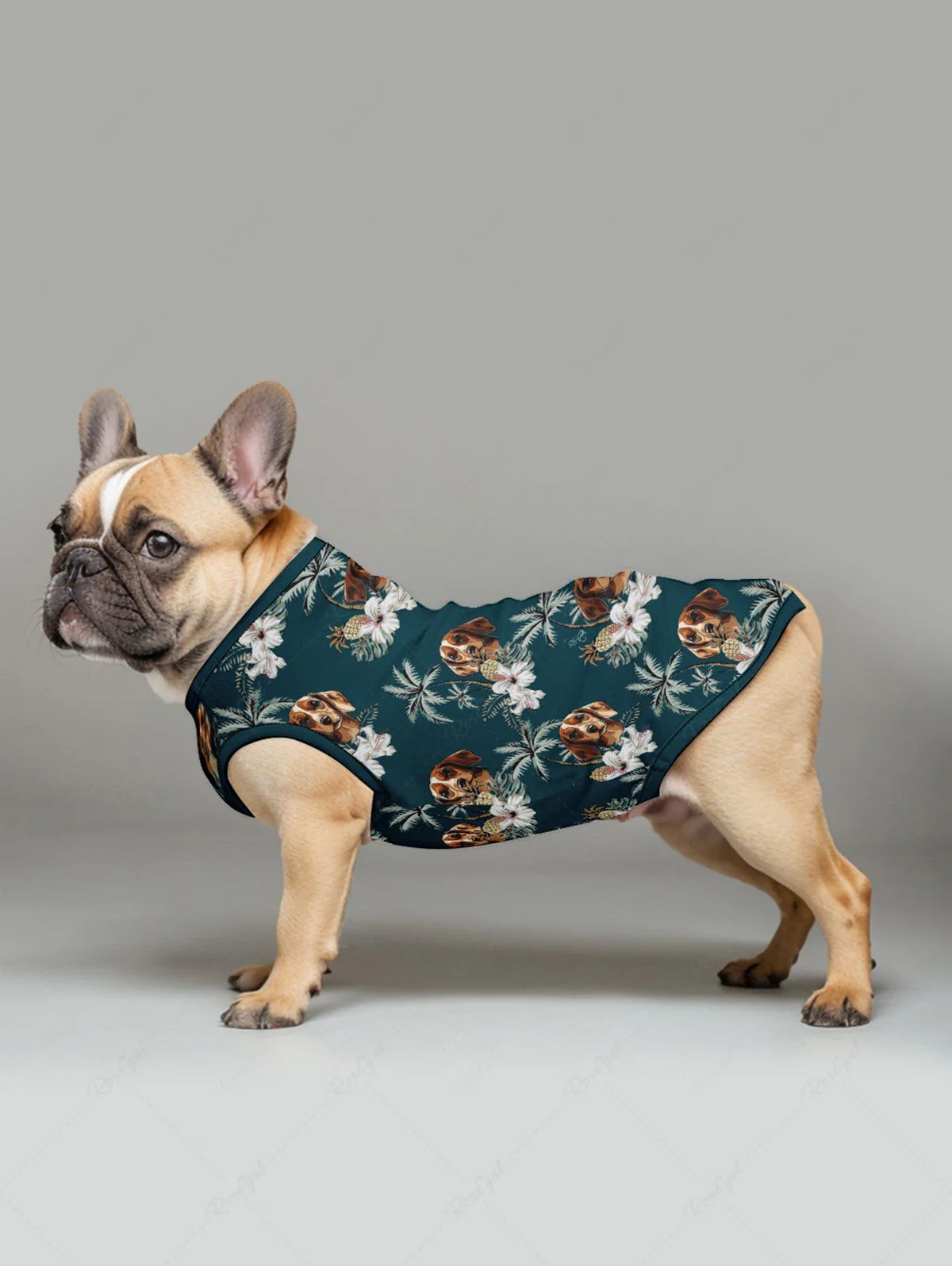 Dogs Flowers Coconut Tree Print Hawaii Tank Top and Shirt Dog and Owner Matching Outfits - Image 4