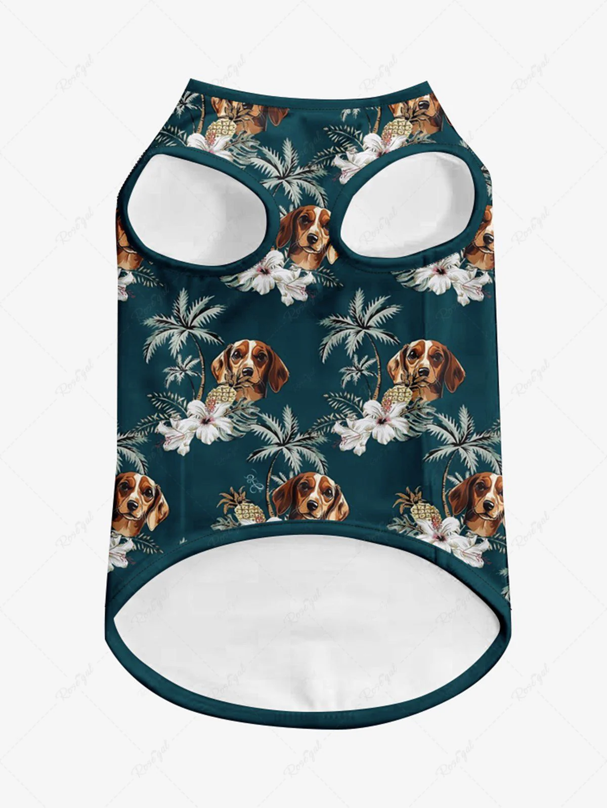 Dogs Flowers Coconut Tree Print Hawaii Tank Top and Shirt Dog and Owner Matching Outfits - Image 6
