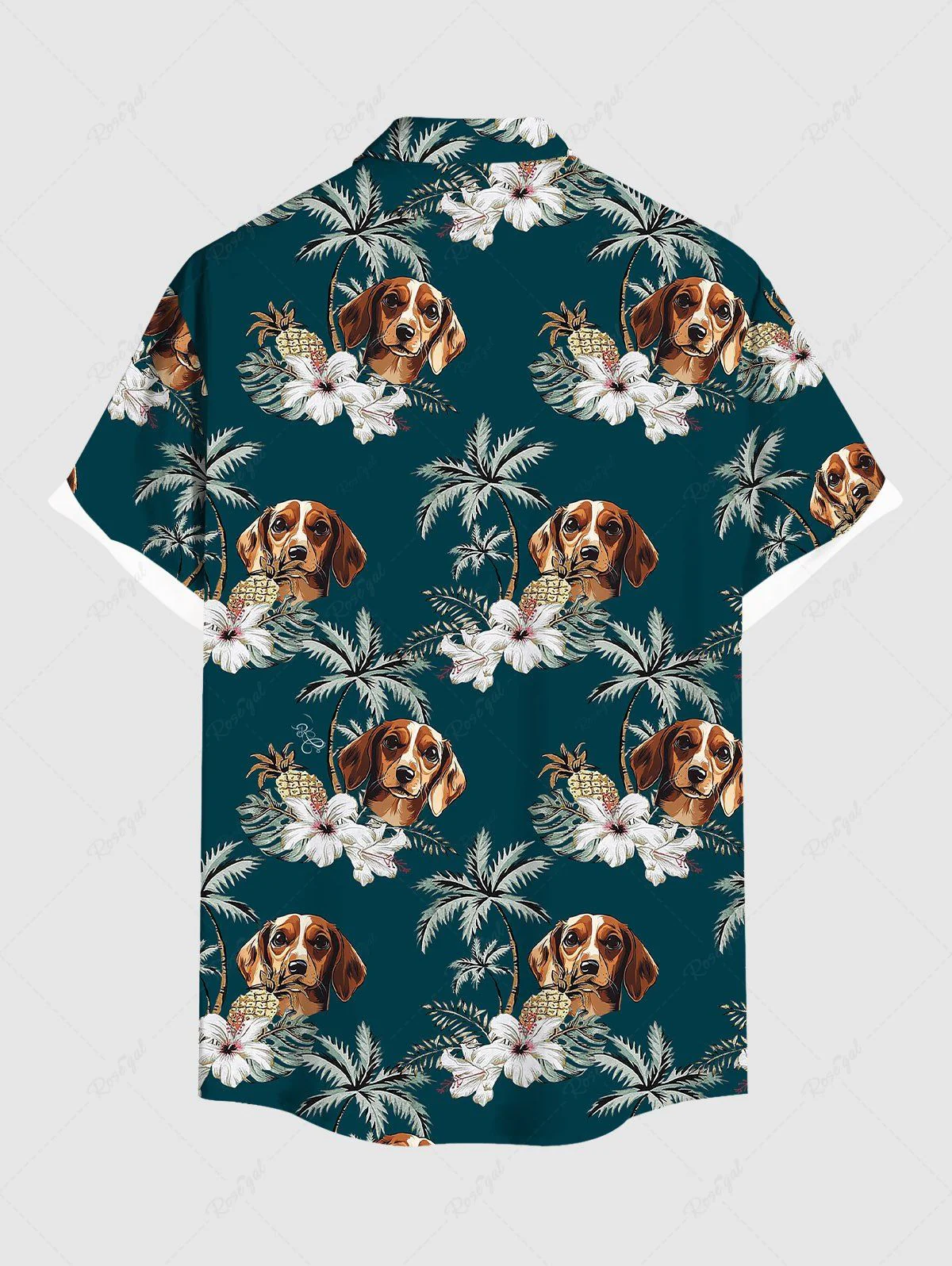 Dogs Flowers Coconut Tree Print Hawaii Tank Top and Shirt Dog and Owner Matching Outfits - Image 8