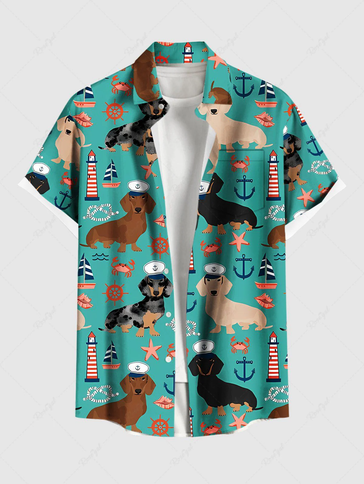 Dogs Starfish Crab Lighthouse Anchor Print Hawaii Tank Top and Shirt Dog and Owner Matching Outfits - Image 8