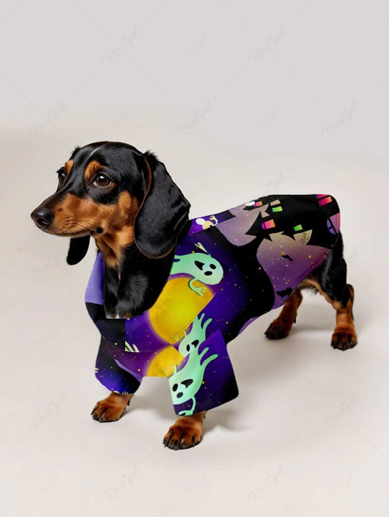 Halloween Costume Castle Tree Bat Ghost Ombre Galaxy Print Dog And Owner Matching Outfits - Image 3