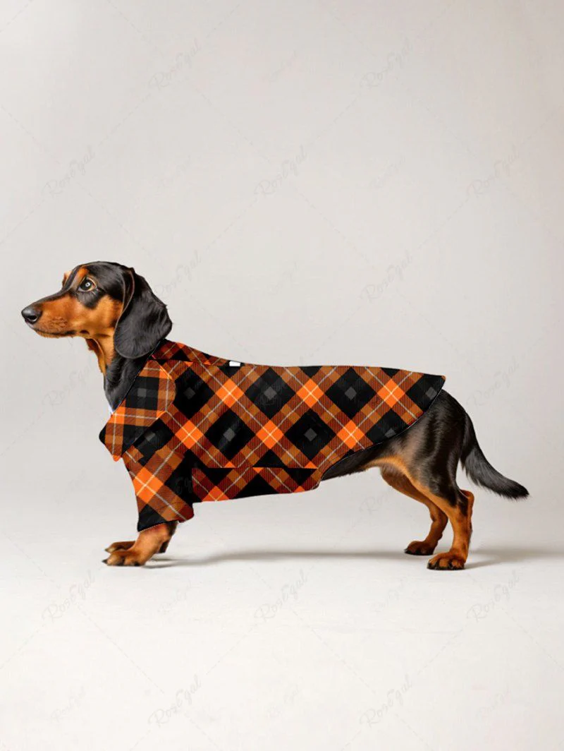 Ombre Geometric Plaid Printed Dog And Owner Matching Outfits - Image 6