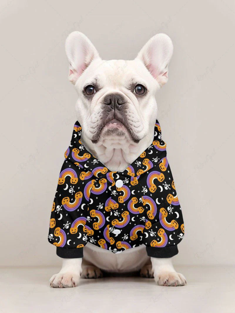 Halloween Costume Pumpkin Rainbow Star Moon Skulls Print Dog And Owner Matching Outfits - Image 3
