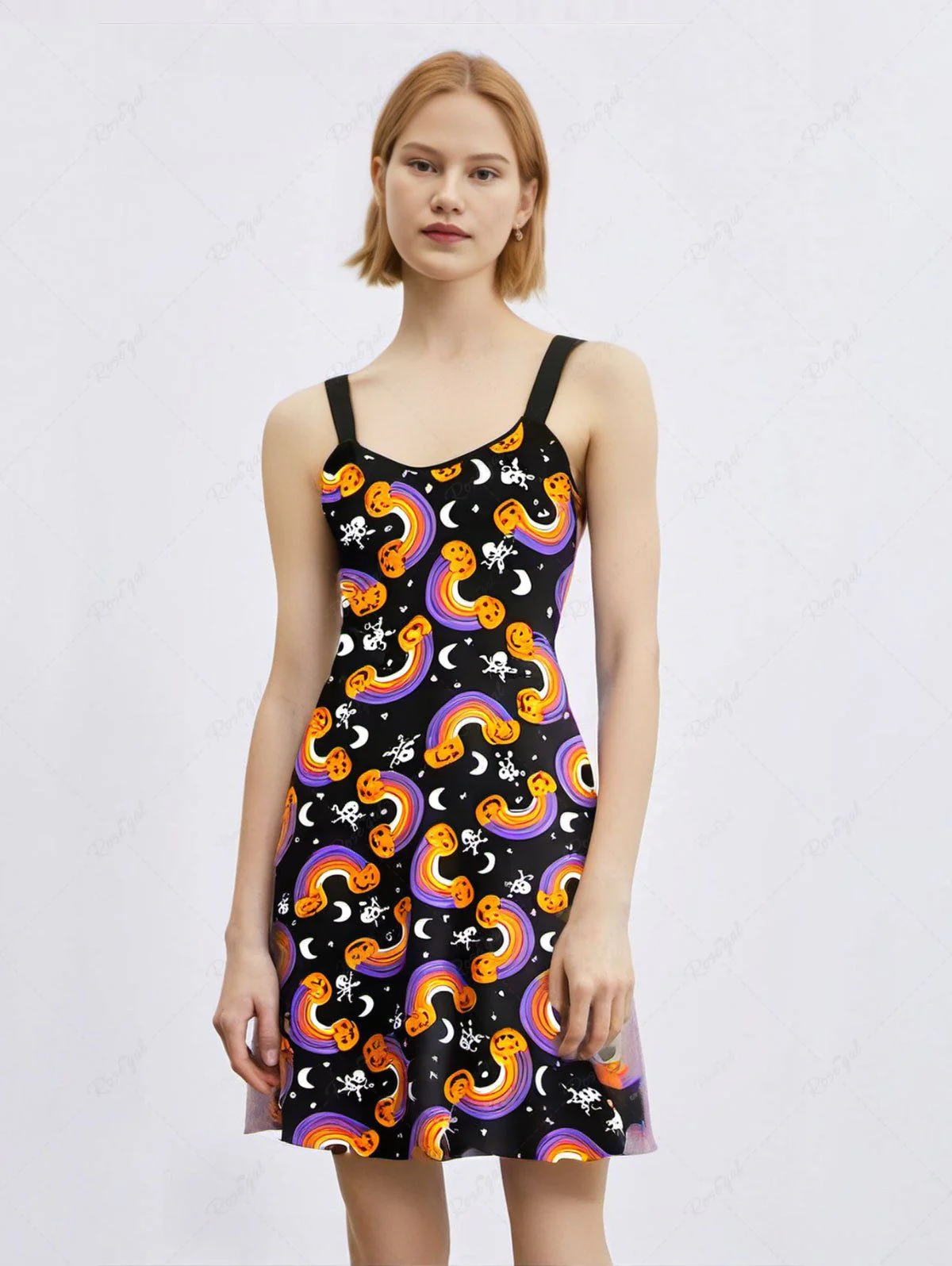 Halloween Costume Pumpkin Rainbow Star Moon Skulls Print Dog And Owner Matching Outfits - Image 6