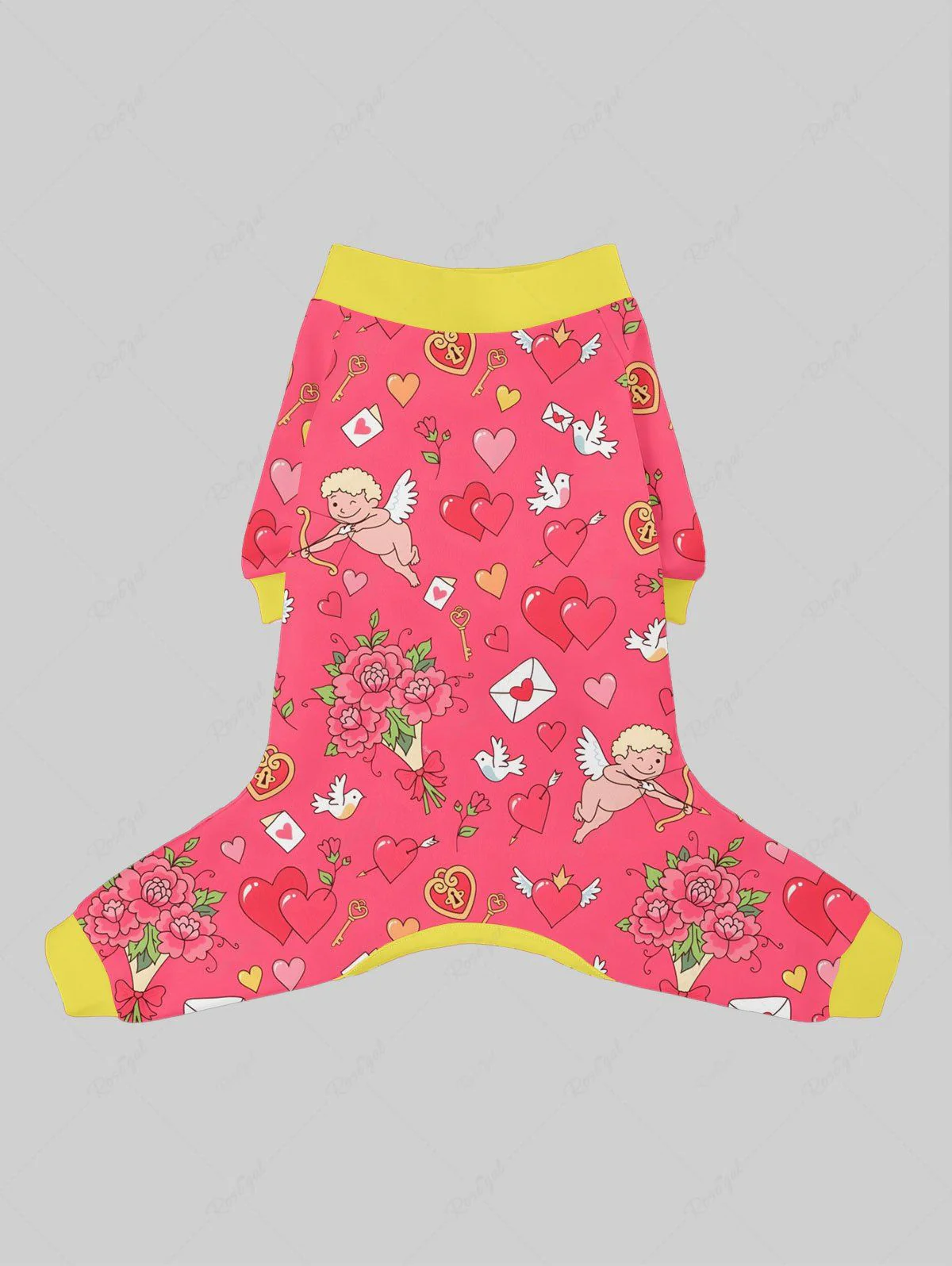 Heart Cupid Angel Flower Bowknot Print Pajama and Wide Leg Pants Dog and Owner Matching Outfits - Image 5