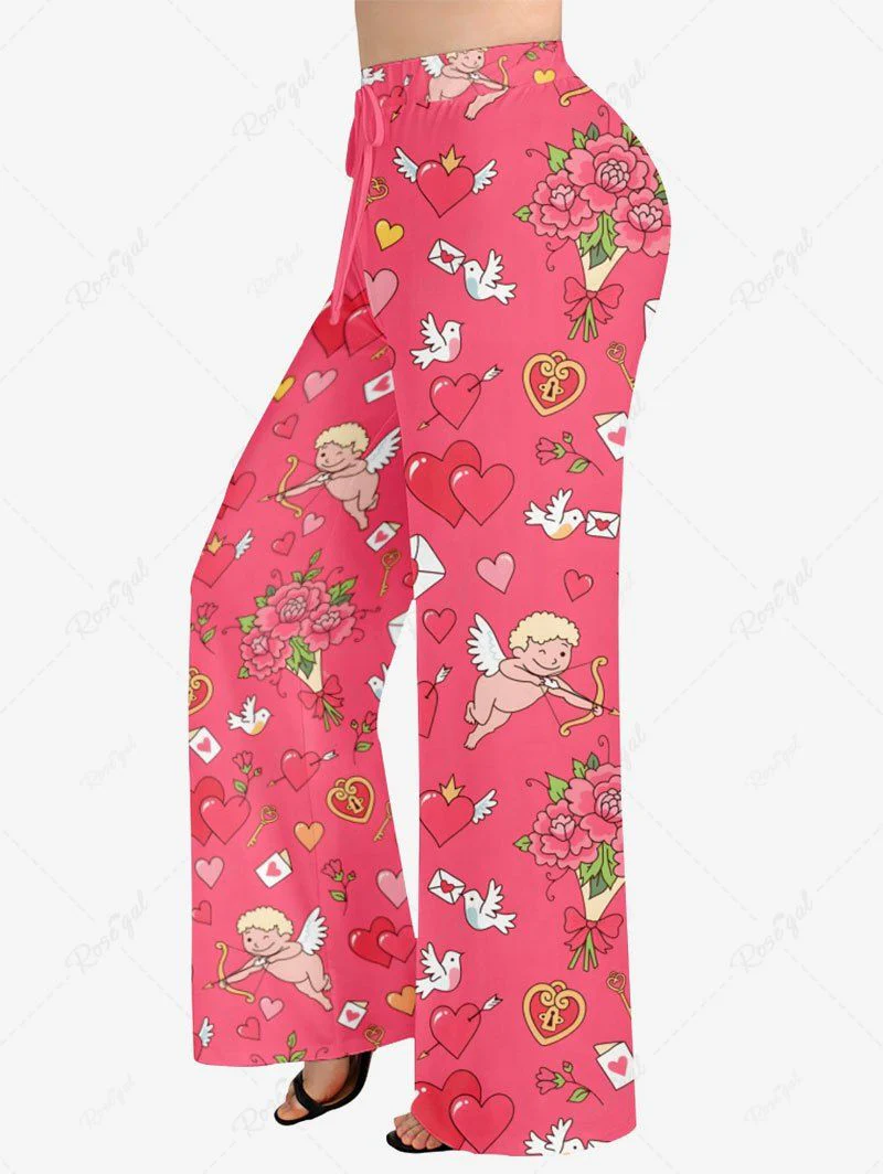 Heart Cupid Angel Flower Bowknot Print Pajama and Wide Leg Pants Dog and Owner Matching Outfits - Image 8