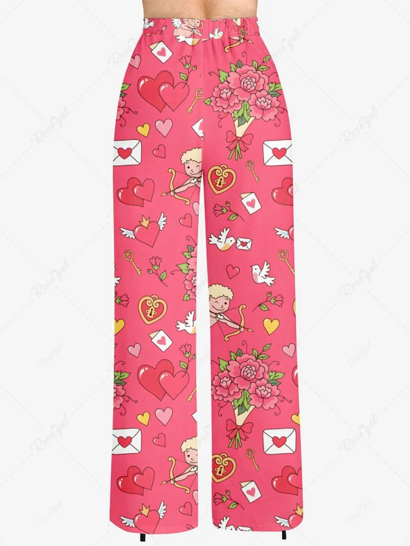 Heart Cupid Angel Flower Bowknot Print Pajama and Wide Leg Pants Dog and Owner Matching Outfits - Image 9