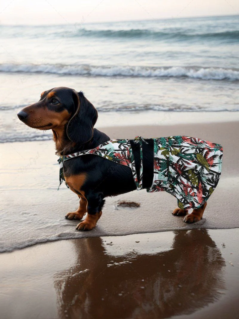 Ink Painting Coconut Tree Print Hawaii Shirt Bikini Dog And Owner Matching Outfits - Image 3