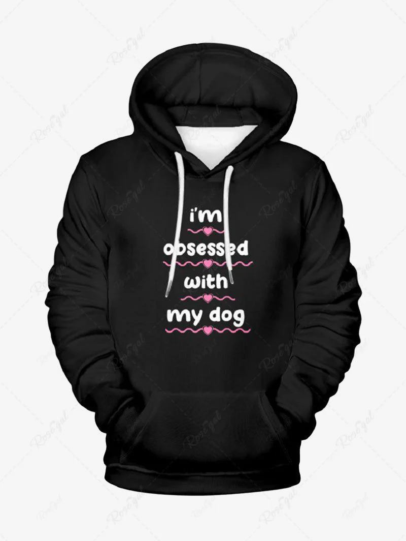 Letters Heart Wavy Lines Printed Hoodie Dog and Owner Matching Outfits - Image 7