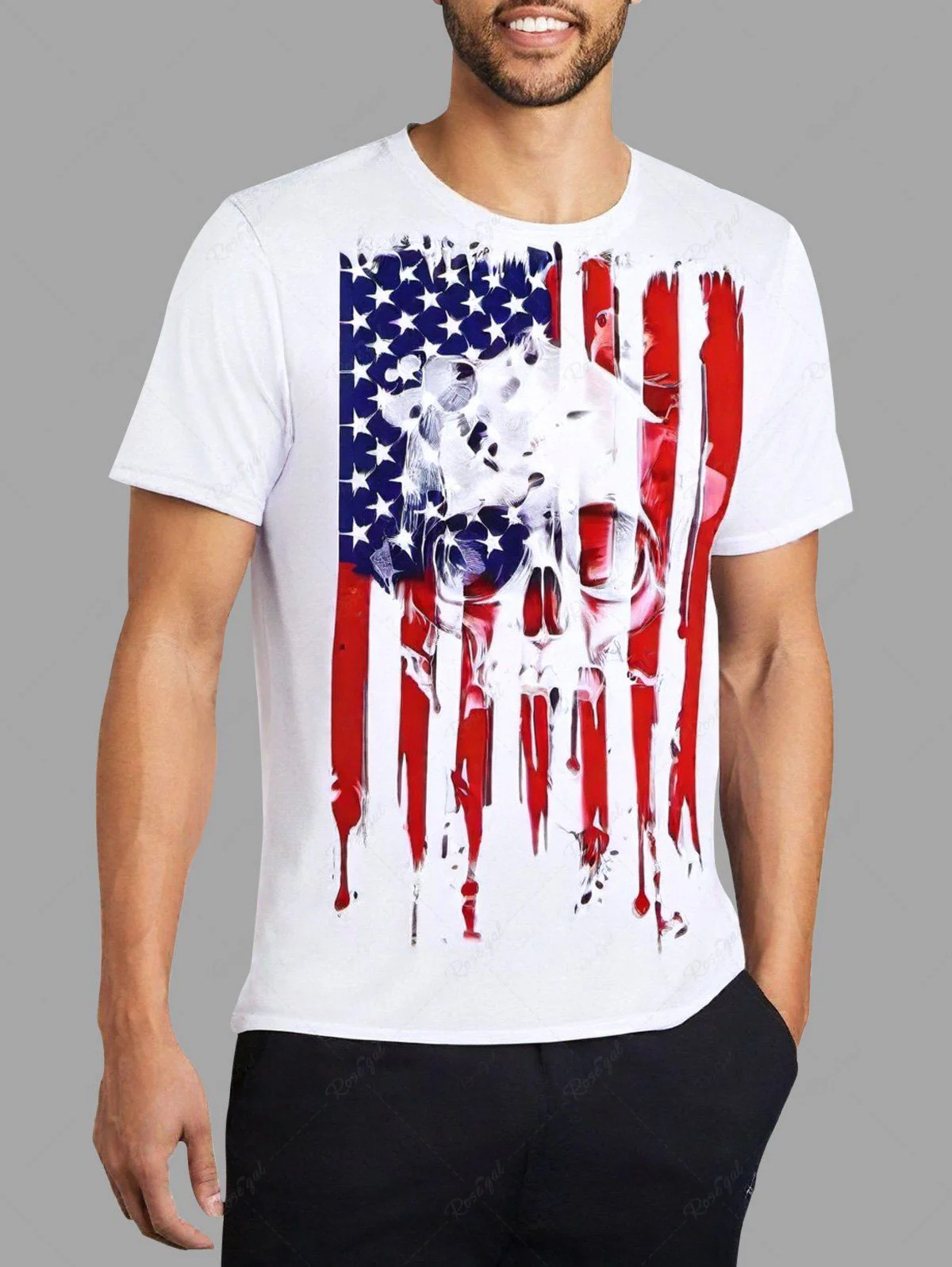 Patriotic American Flag Skull Printed T-shirt and Tank Top Dog and Owner Matching Outfits - Image 8