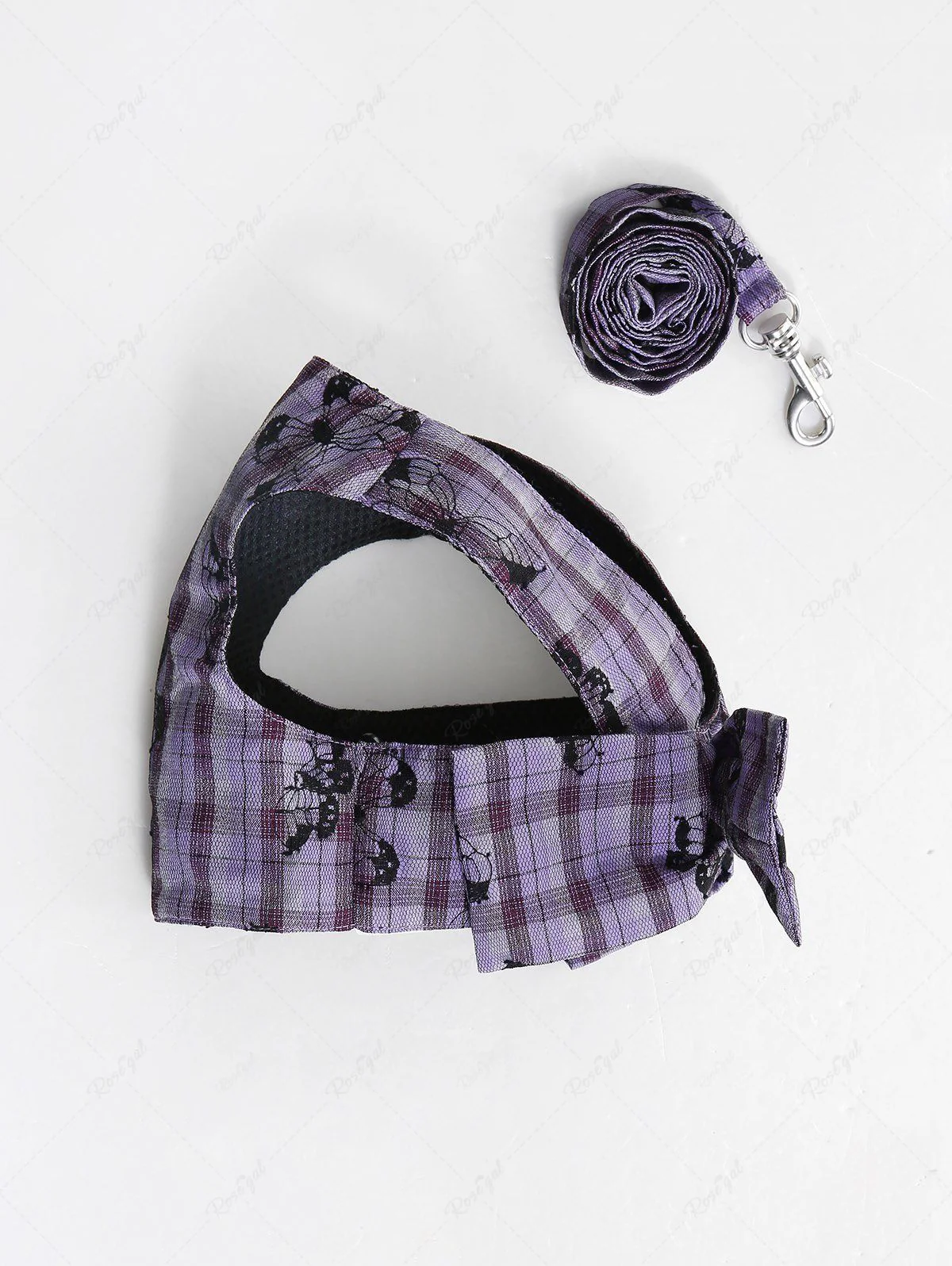 Pet's Butterfly Plaid Printed Bowknot Vest with Leash - Image 4