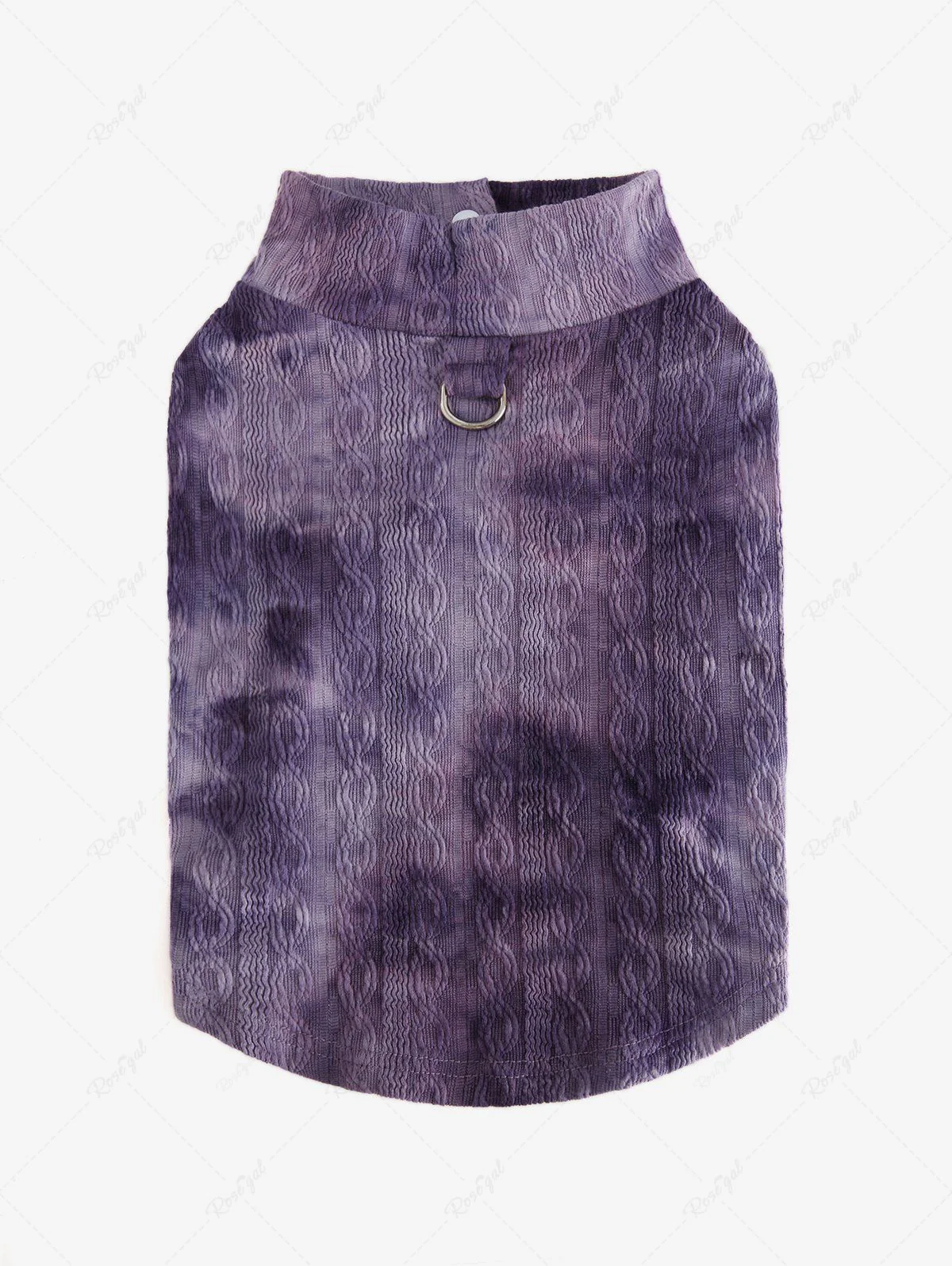 Pet's Cable Knit Textured Tie Dye Ombre D-Ring Button Tank Top - Image 3