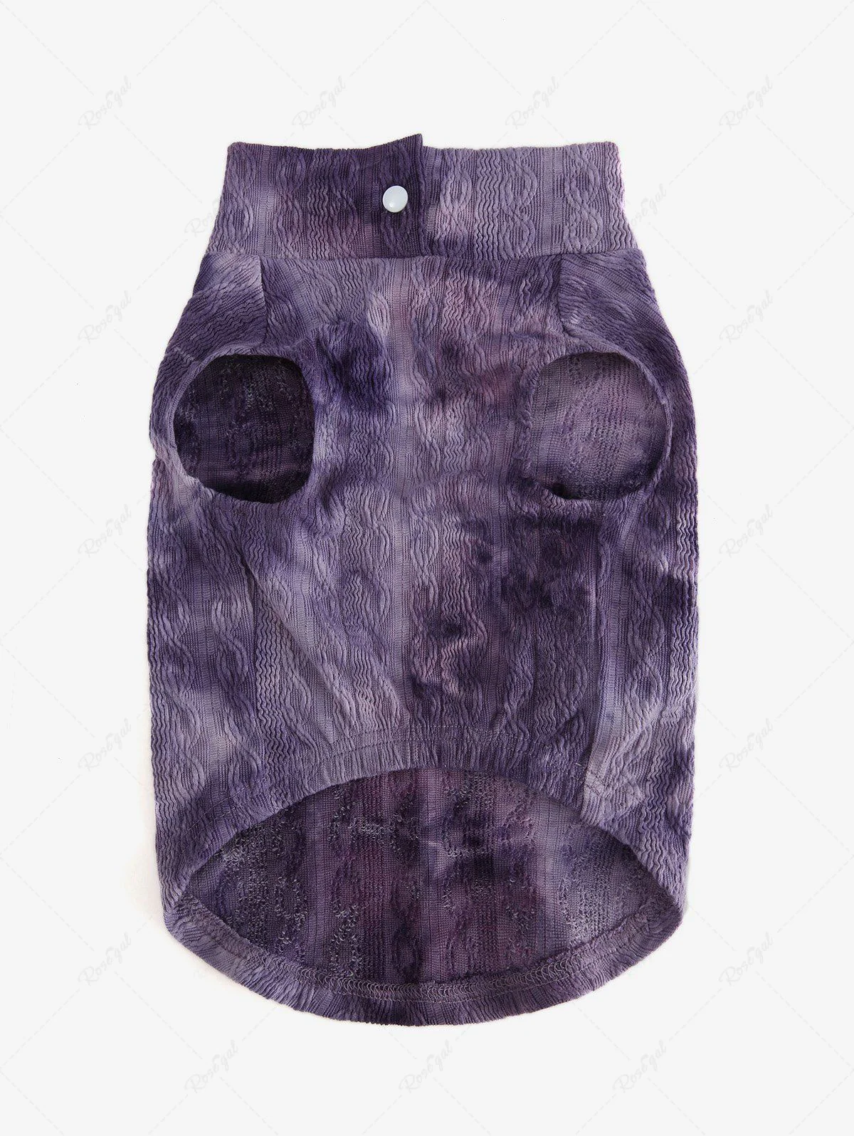 Pet's Cable Knit Textured Tie Dye Ombre D-Ring Button Tank Top - Image 4