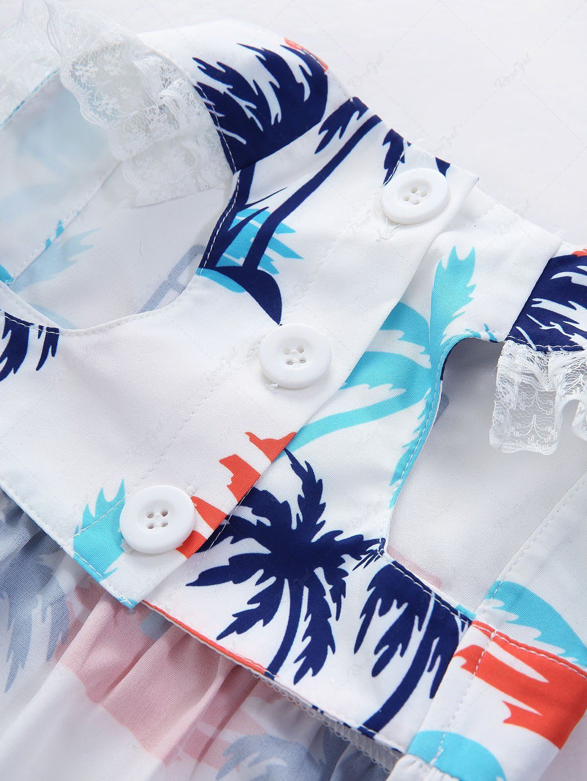 Pet's Coconut Tree Summer Letters Printed Lace Trim Hawaii Dress - Image 6