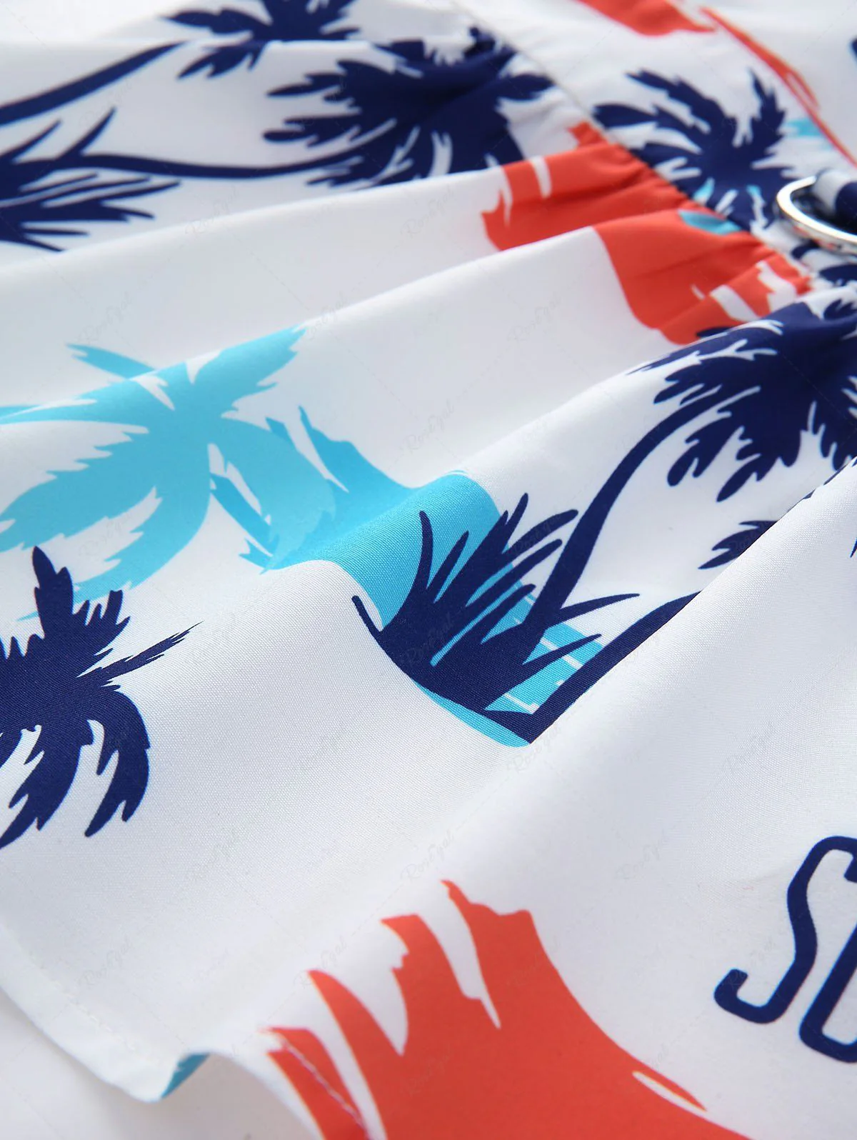 Pet's Coconut Tree Summer Letters Printed Lace Trim Hawaii Dress - Image 7